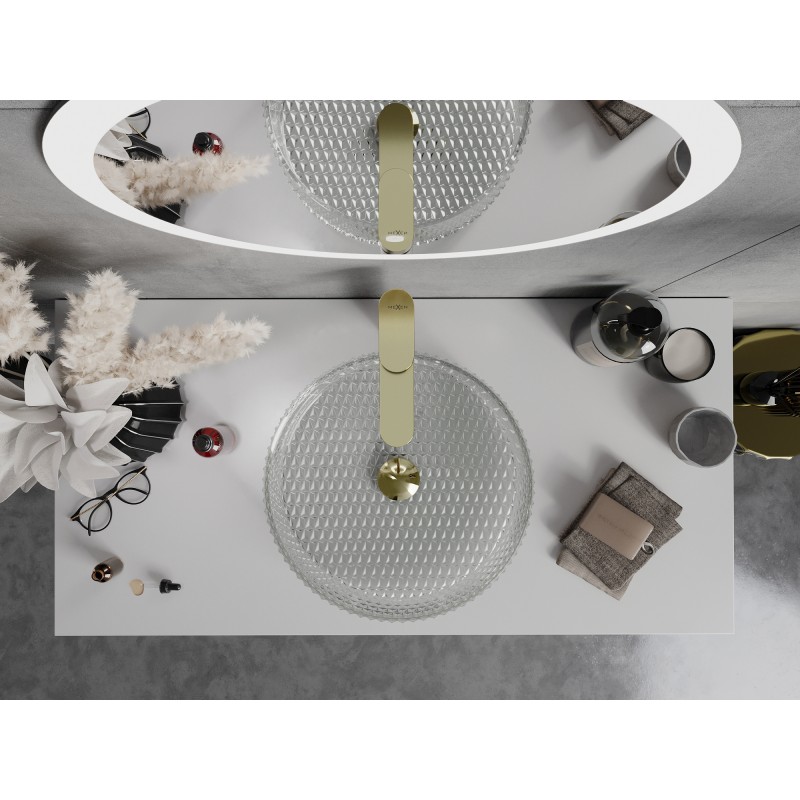 Mexen Aura glass countertop sink 39 x 39 cm, transparent - 24013900