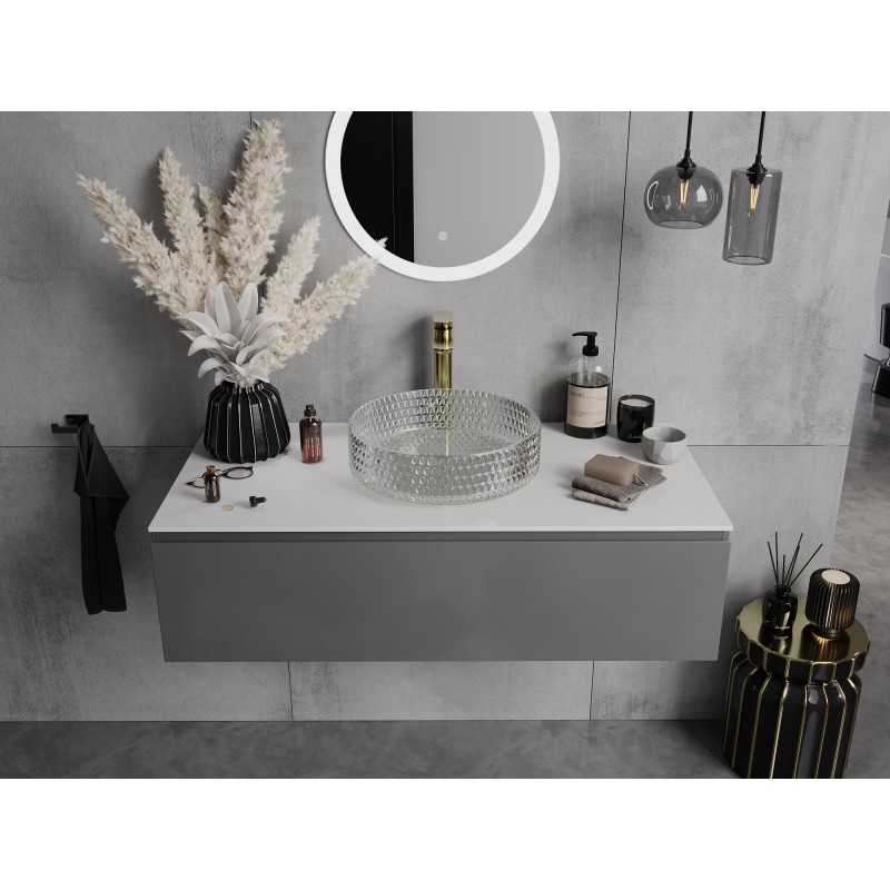 Mexen Aura glass countertop sink 39 x 39 cm, transparent - 24013900