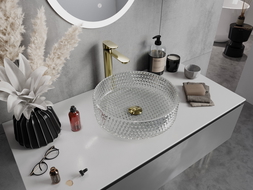 Mexen Aura glass worktop washbasin 39 x 39 cm, transparent - 24013900
