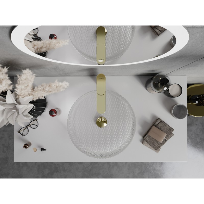 Mexen Aura glass countertop sink 39 x 39 cm, frosted glass - 24013930