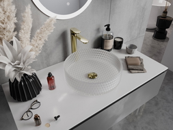 Mexen Aura glass worktop washbasin 39 x 39 cm, Frosted glass - 24013930