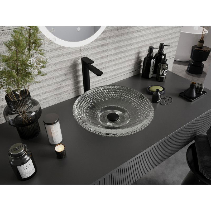 Mexen Heba glass countertop basin 45 x 45 cm, transparent - 24064500