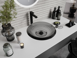 Mexen Heba glass worktop washbasin 45 x 45 cm, Black - 24064570