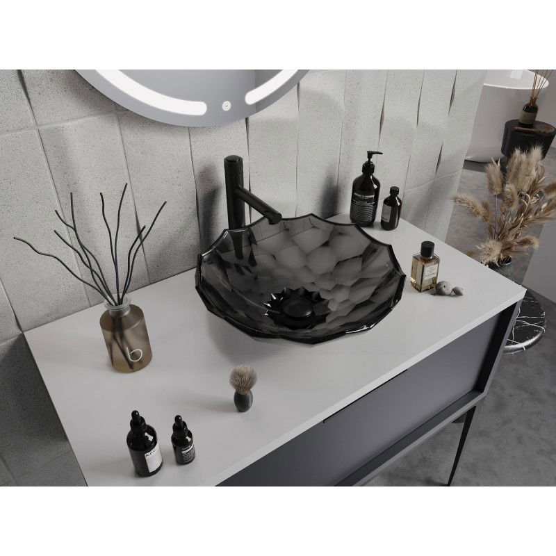 Mexen Inga glass countertop washbasin 44 x 44 cm, black - 24074470