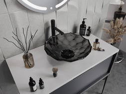 Mexen Inga glass worktop washbasin 44 x 44 cm, Black - 24074470