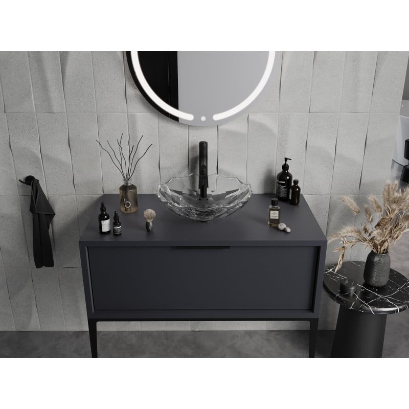 Mexen Inga glass countertop washbasin 44 x 44 cm, transparent - 24074400