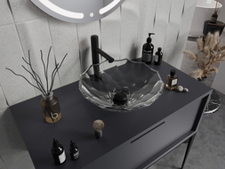 Mexen Inga glass worktop washbasin 44 x 44 cm, transparent - 24074400