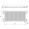 Mexen CVH10 Hygiene flat radiator 500 x 2800 mm, bottom connection, 1483 W, white - W610H-050-280-00