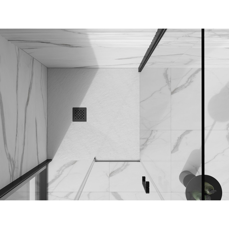 Mexen Stone+ composite square shower tray 90 x 90 cm, white, black cover - 44109090-B