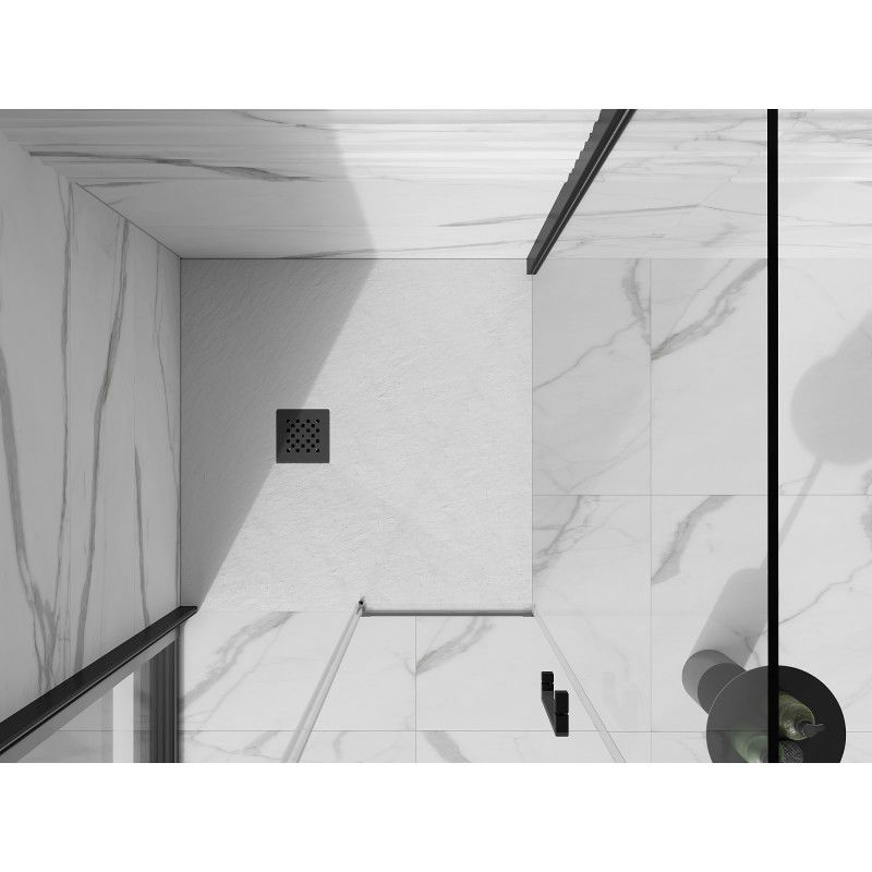 Mexen Stone+ composite square shower tray 100 x 100 cm, white, black cover - 44101010-B