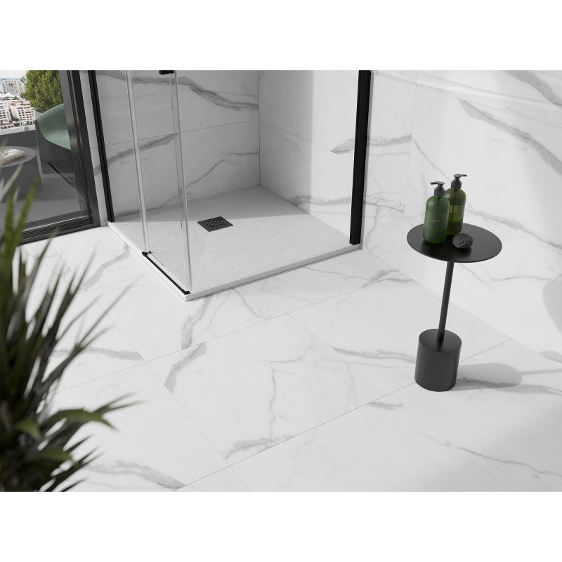 Mexen Stone+ composite square shower tray 100 x 100 cm, white, black cover - 44101010-B