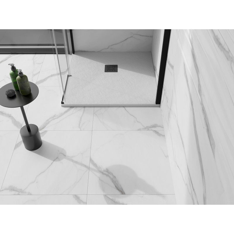 Mexen Stone+ composite square shower tray 100 x 100 cm, white, black cover - 44101010-B
