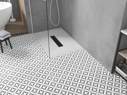 Mexen Toro rectangular SMC shower tray 140 x 70 cm, white, black cover plate - 43107014-B