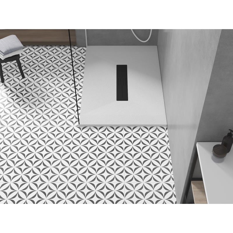 Mexen Toro rectangular SMC shower tray 100 x 80 cm, white, black cover - 43108010-B
