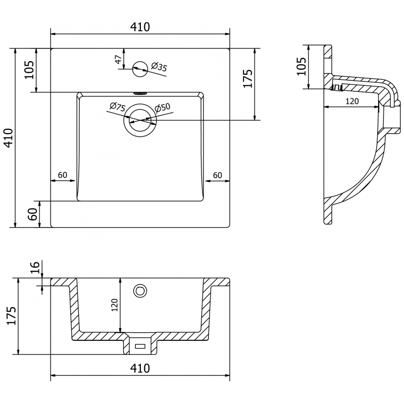 Mexen Atena countertop sink 41 x 41 cm, white - 25014100