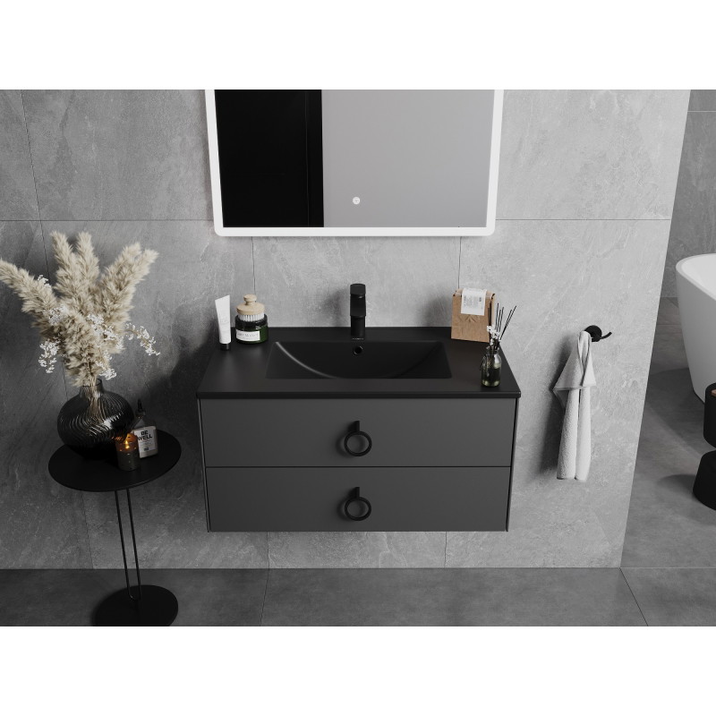 Mexen Atena washbasin recessed in countertop 81 x 46 cm, matte black - 25018070