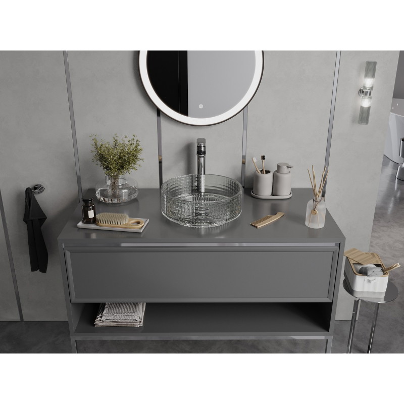 Mexen Lira glass countertop washbasin 37 x 37 cm, transparent - 24053700