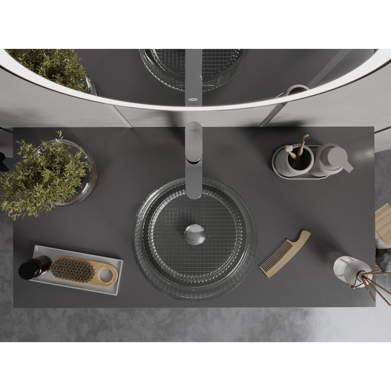 Mexen Lira glass countertop washbasin 37 x 37 cm, transparent - 24053700