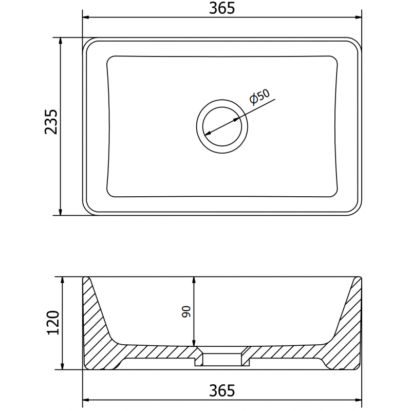 Mexen Nadia countertop sink 36 x 23 cm, black matte - 21613685