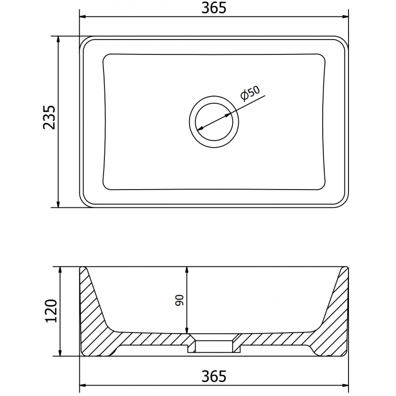 Mexen Nadia countertop washbasin 36 x 23 cm, black matte - 21613685