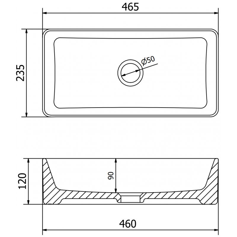 Mexen Nadia countertop basin 46 x 23 cm, light grey matte - 21614661