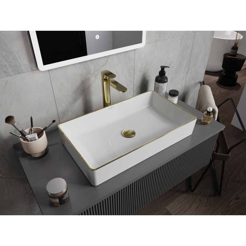 Mexen Nadia countertop sink 62 x 35 cm, white/gold rim - 21616005