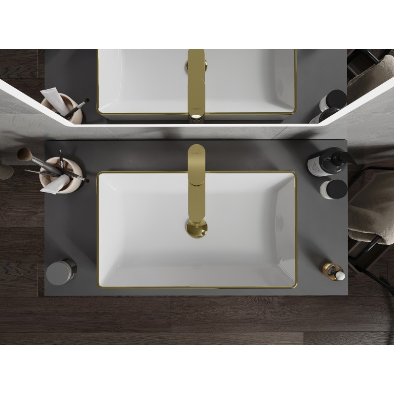 Mexen Nadia countertop sink 62 x 35 cm, white/gold rim - 21616005