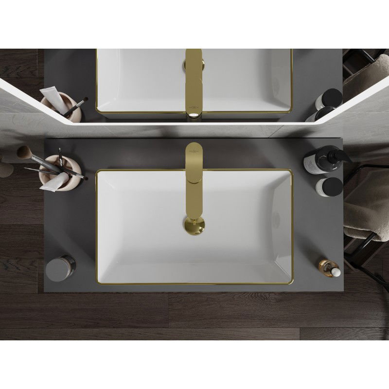 Mexen Nadia countertop washbasin 62 x 35 cm, white/gold rim - 21616005