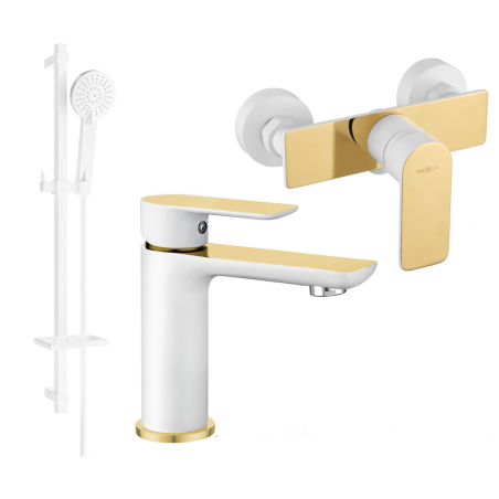 Mexen Alfa DQ40 shower set, White/Gold - 745704DQ40-25