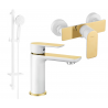 Mexen Alfa DQ40 shower set, White/Gold - 745704DQ40-25