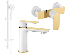 Mexen Alfa DQ40 shower set, White/Gold - 745704DQ40-25
