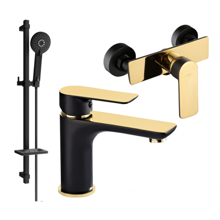 Mexen Alfa DQ40 shower set, Black/Gold - 745704DQ40-75