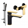 Mexen Alfa DF49 shower set, Black/Gold - 745704DF49-75