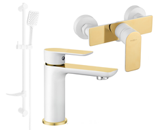 Mexen Alfa DF62 shower set, White/Gold - 745704DF62-25