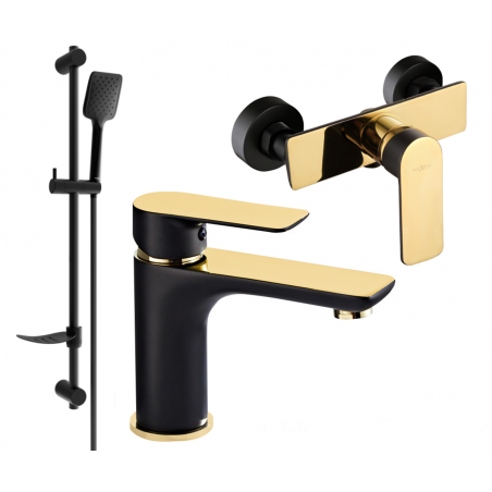 Mexen Alfa DF62 shower set, Black/Gold - 745704DF62-75