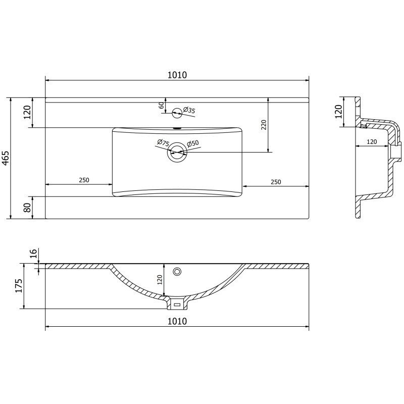 Mexen Atena countertop sink 101 x 46 cm, white - 25011000