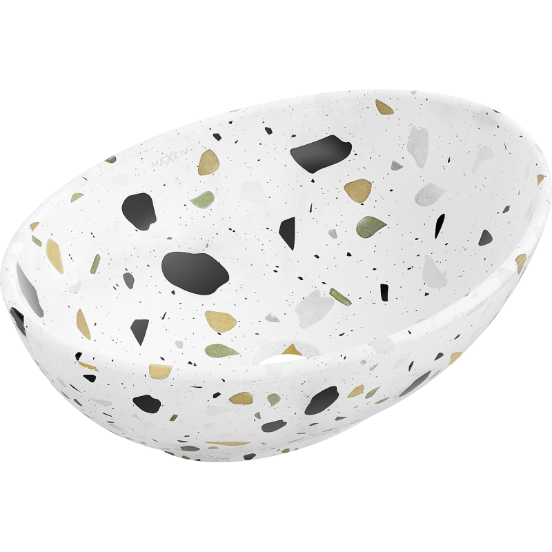 Mexen Elza countertop washbasin 40 x 33 cm, white terrazzo stone - 21014083