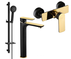 Mexen Alfa DQ40 shower set, Black/Gold - 745714DQ40-75