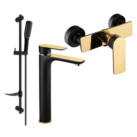Mexen Alfa DF49 shower set, Black/Gold - 745714DF49-75