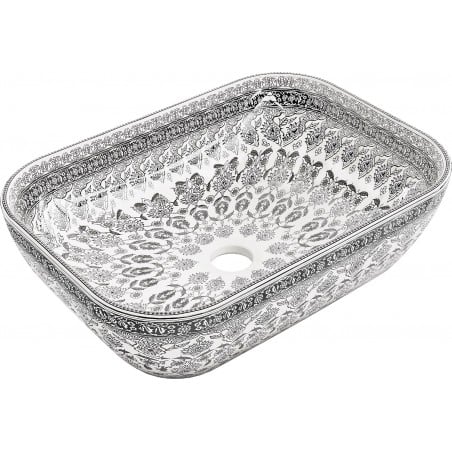 Mexen Rita countertop washbasin 45 x 32 cm, white/black pattern - 21084586