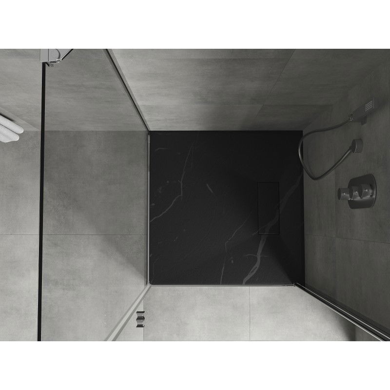 Mexen Hugo square shower tray SMC 90 x 90 cm, black stone - 42759090