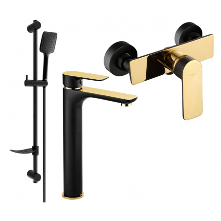 Mexen Alfa DF62 shower set, Black/Gold - 745714DF62-75