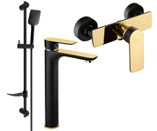 Mexen Alfa DF62 shower set, Black/Gold - 745714DF62-75