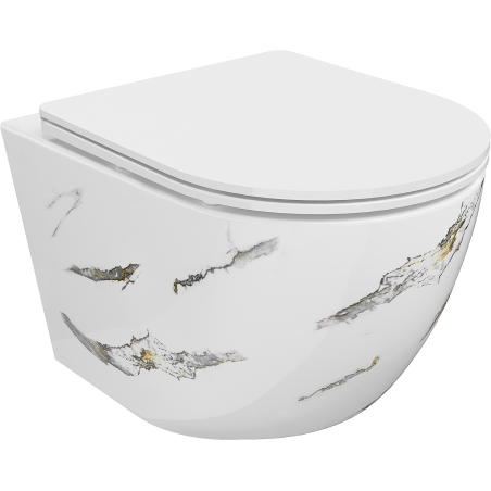 Mexen Lena rimless toilet bowl with slim soft-close seat, duroplast, white stone - 30224091