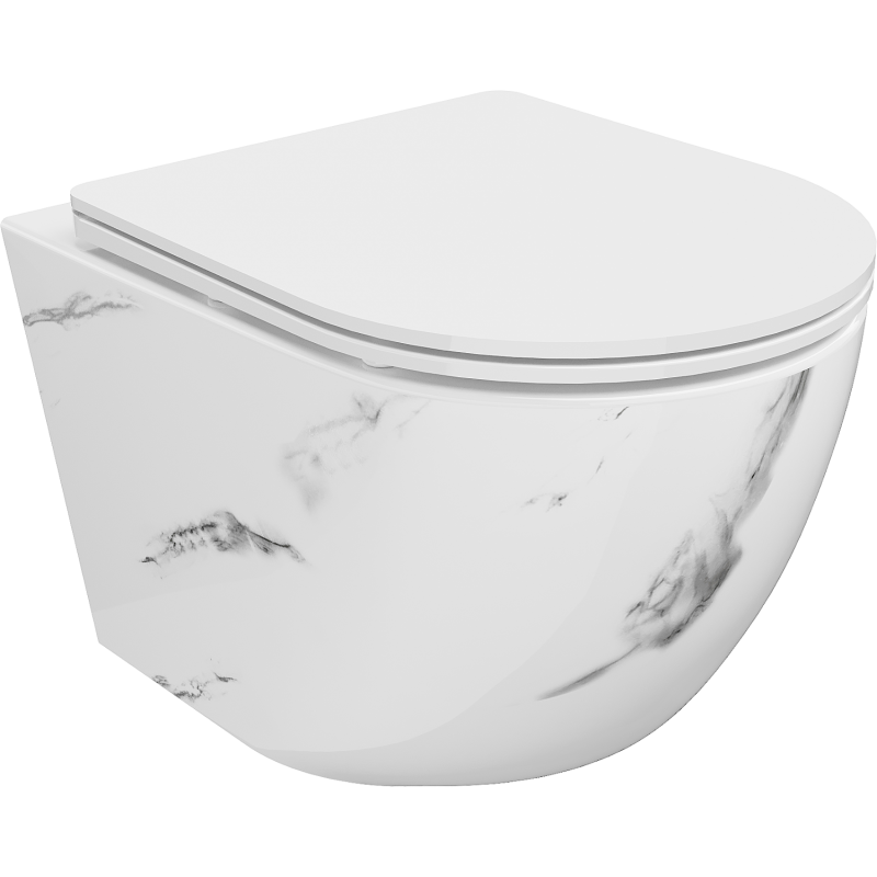 Mexen Lena Rimless WC Bowl with Slim Soft-Close Seat, Duroplast, White Stone - 30224092