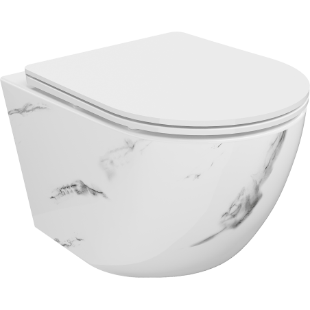 Mexen Lena Rimless WC Bowl with Slim Soft-Close Seat, Duroplast, White Stone - 30224092