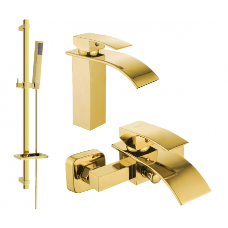 Mexen Aries DQ77 bath set, gold - 744803DQ77-50