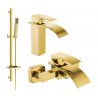 Mexen Aries DQ77 bath set, gold - 744803DQ77-50