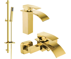 Mexen Aries DQ77 bathtub set, Gold - 744803DQ77-50