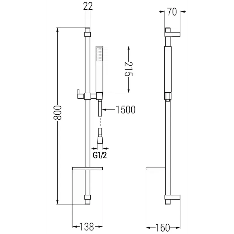 Mexen Aries DQ77 bath set, black - 744803DQ77-70